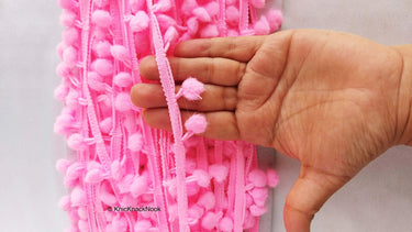 Pink Pom Pom Fringe Trim, Pompom Trimming, Tassels